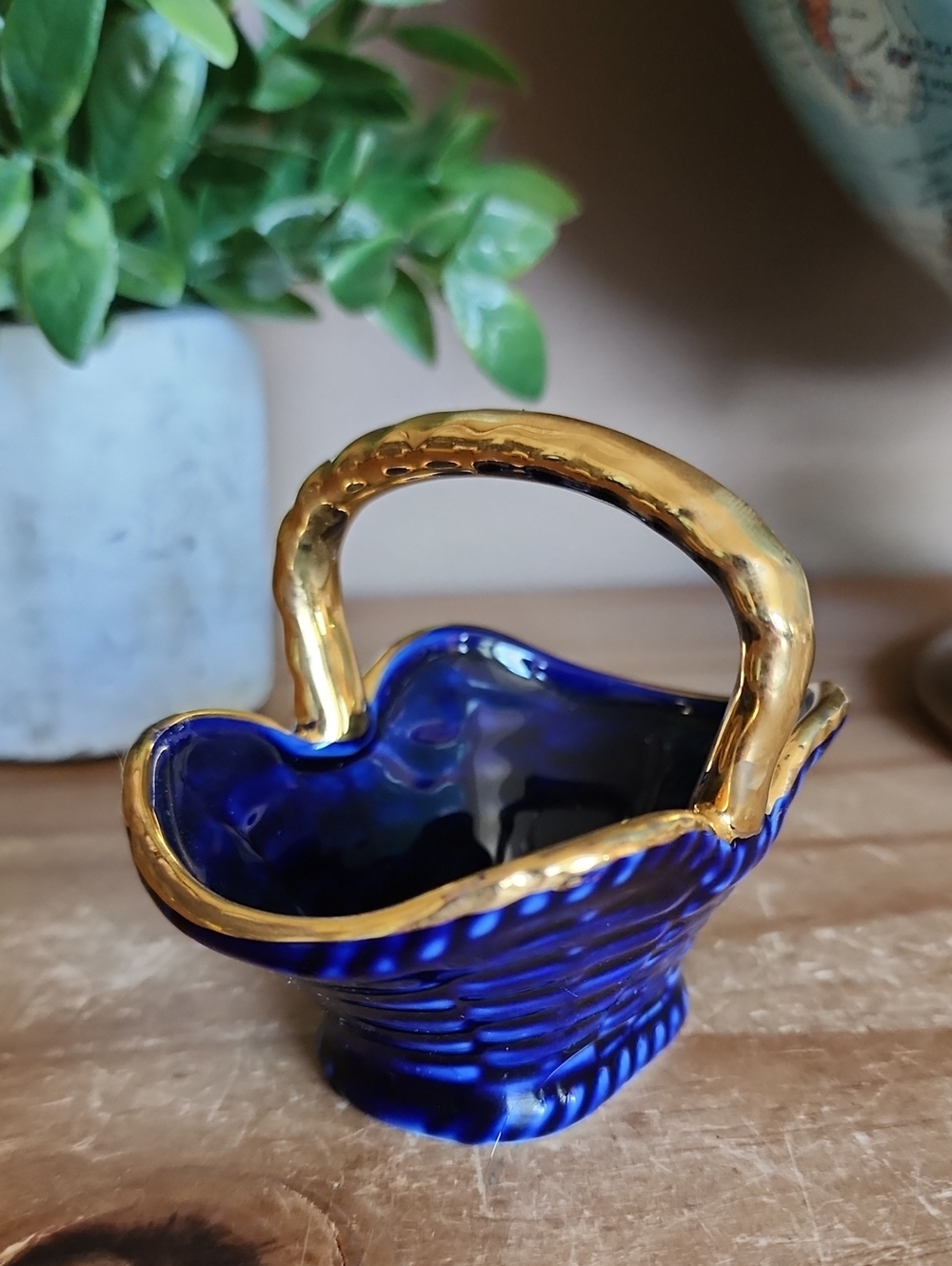Limoges France Cobalt Blue Miniture Basket